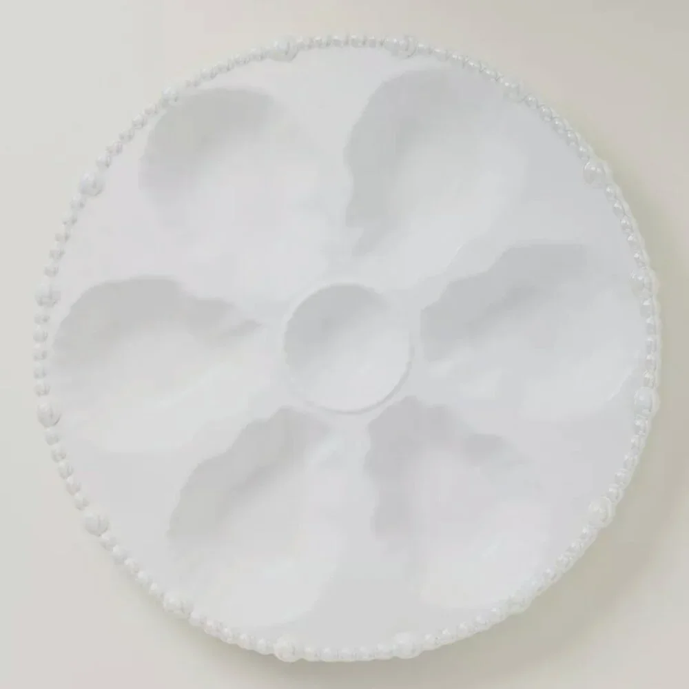 Anthropologie White Pearl-Edge Oyster Serving Platter
